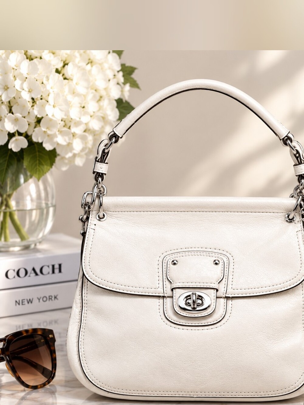 Coach 70th Anniversary Edition Willis Bag in White Leather – Style 19132
